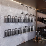 porte verres mural acier inoxydable gris vis moderne cuisine réutilisable fixations incluses