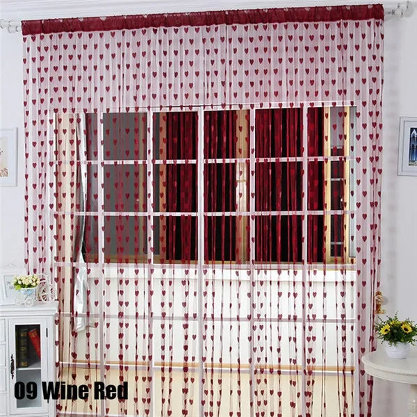 rideau decoratif fil cœurs semi transparent moderne salon