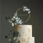 feuilles fleurs transparentes décoration gâteau mariage anniversaire happy birthday mr mrs tringle modernes