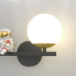 applique murale moderne astronaute étoile dorée noir blanc led chambre enfants