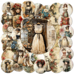 médailles vintage romantique fleurs vêtements historiques accessoires scènes urbaines beige noir rouge bleu vert