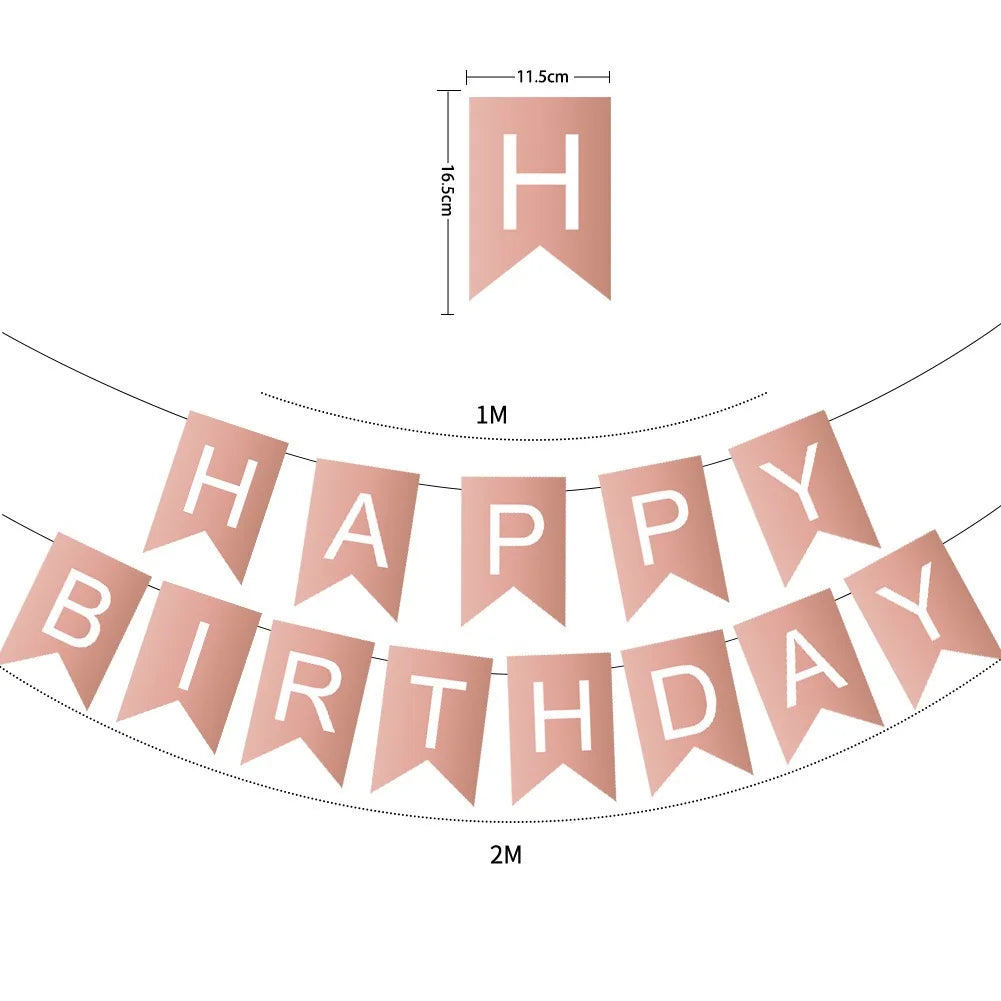guirlande fanions happy birthday bleu rose vert noir blanc festif décoration anniversaire festive opaques