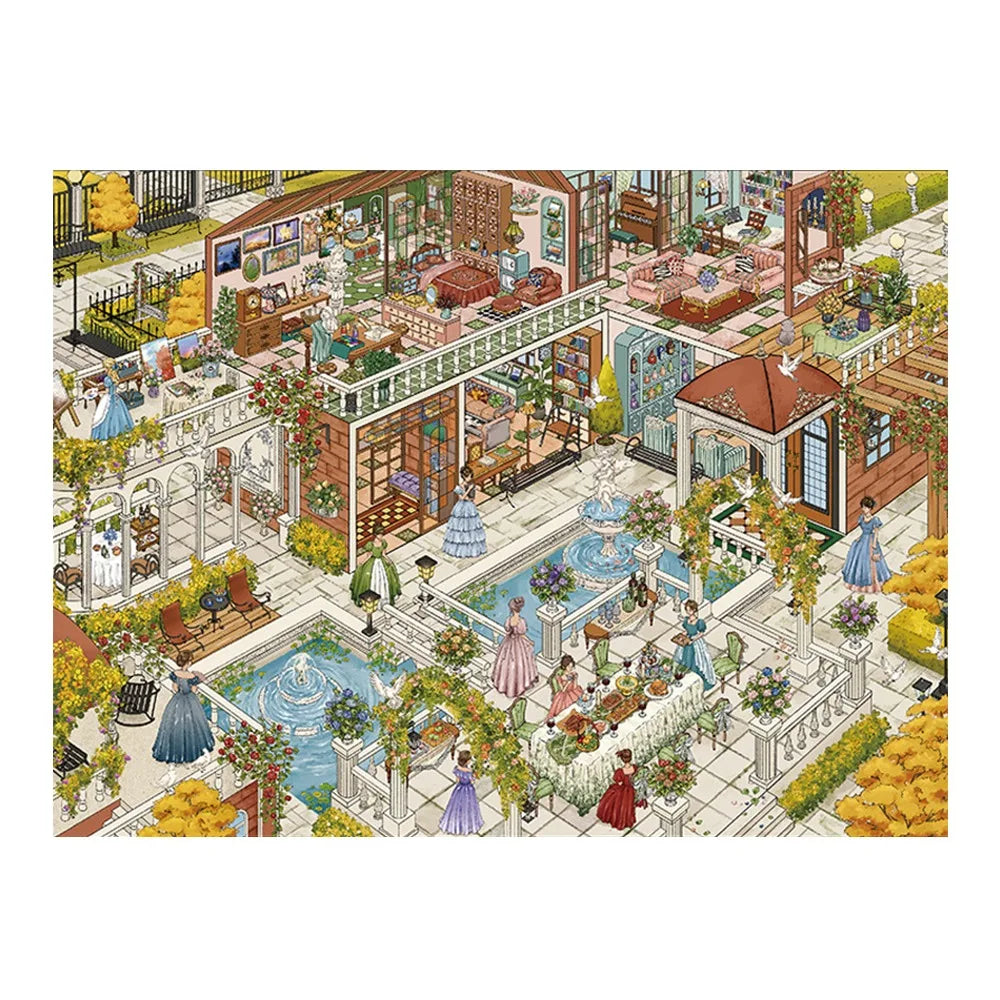 autocollants 3d multicolores illustration village artiste scènes effet diy peinture huile superposés autoadhésifs