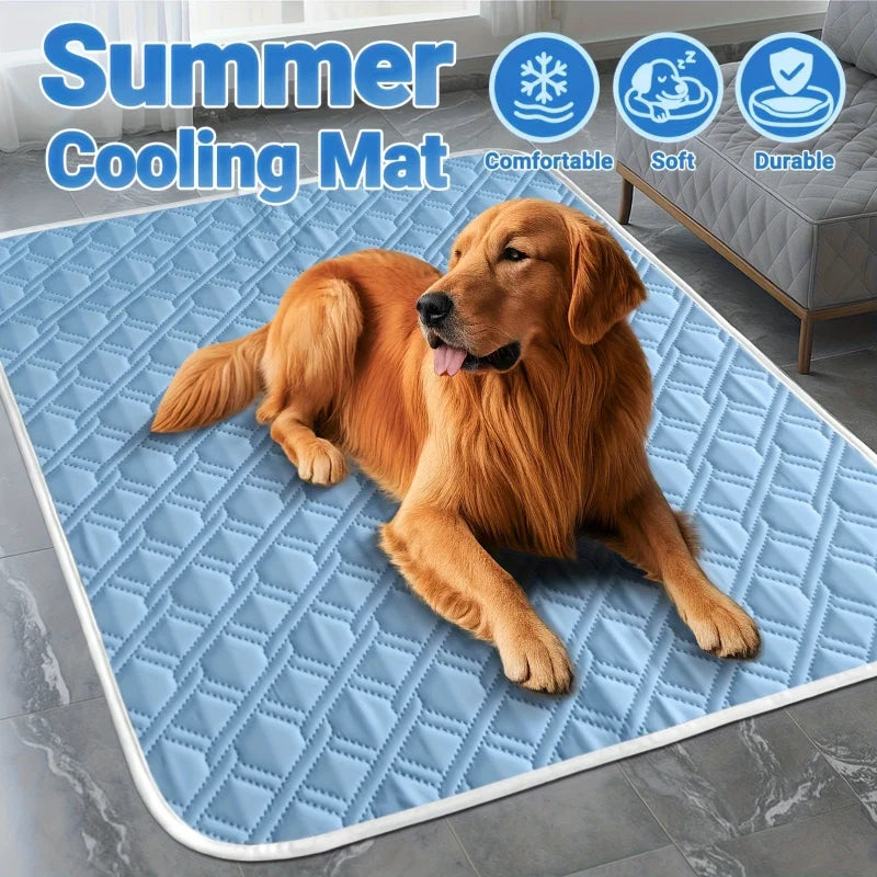 tapis refroidissement animal quilté anti dérapant bleu clair moderne polyester