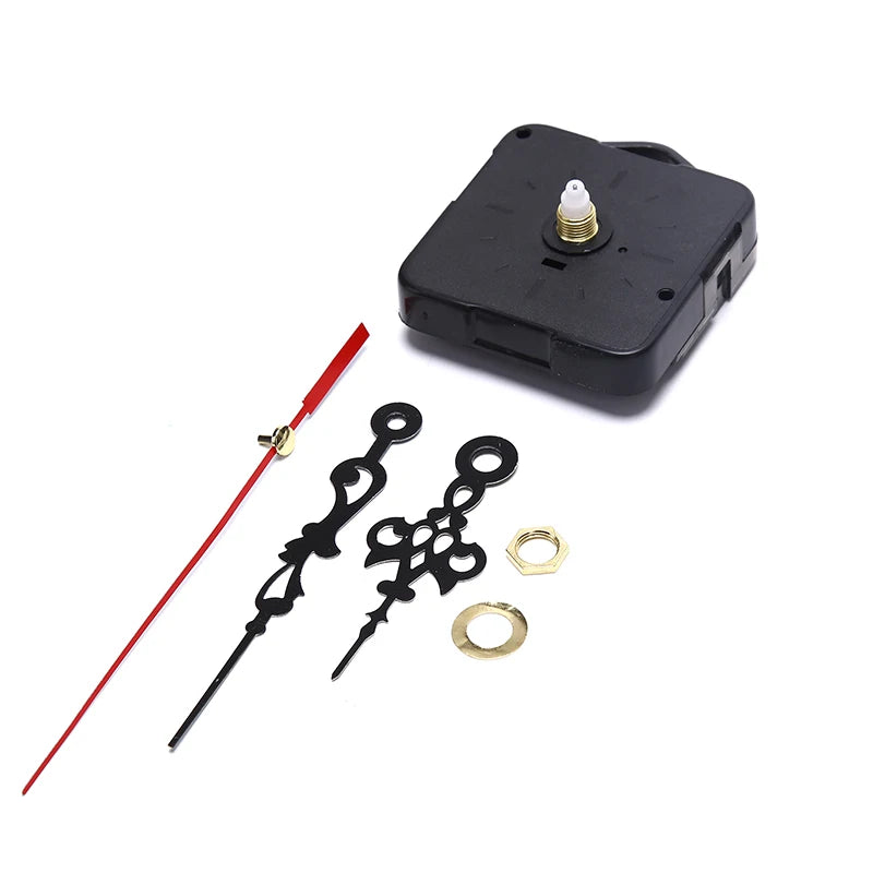 réparation mouvement horloge quartz aiguilles noires rouges décoration vintage classique fixations vis métal doré