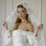 voile mariée blanc dentelle fine classique mariage catholique translucide unique femme adulte espagnol