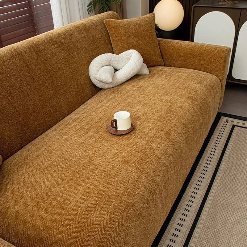 housse canapé marron clair texture lin moderne elastiques machine wash seater sofa cover