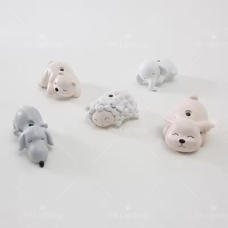 lumière suspendue animaux blanc gris rose bébé moderne minimaliste