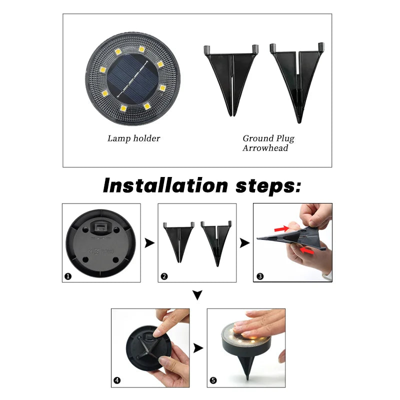 lumière solaire encastrée noire led blanche moderne jardin extérieur autonomesétalement plug in