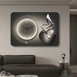 horloge murale moderne gris beige orange contemporain aiguille verre cristal aluminium spray painting