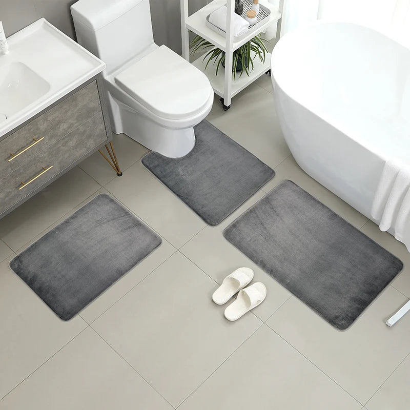 tapis bain moderne gris beige marron respectueux environnement adhésif doux confortable salon salle bain