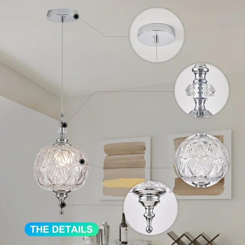 suspension lumineuse verre transparent gravé classique câble interrupteur 4000k 3000k 6000k chambre salle bain