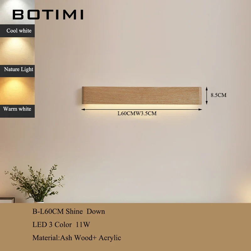 luminaire mural moderne bois veinures apparentes éclairage led diffusion lumière entrée chambre étude