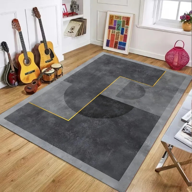 tapis moderne gris noir géométrique polyester antidérapant résistant extérieur 30x50cm 40x60cm