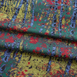 tissu polyester semi transparent motifs abstraits couleurs vives écharpe tissu brocart vert foncé rouge