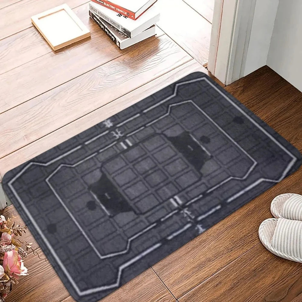 tapis sol moderne antidérapant 40x60cm noir gris motif géométrique polyester durable intérieur extérieur