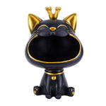 porte clés bijoux chat couronne moderne noir rouge blanc souriant opacité