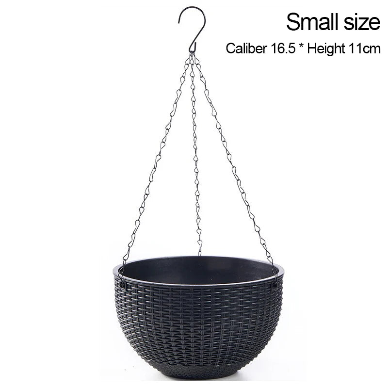 pots suspendus tressés noir blanc bleu moderne crochet chaine cloison autoarrosant