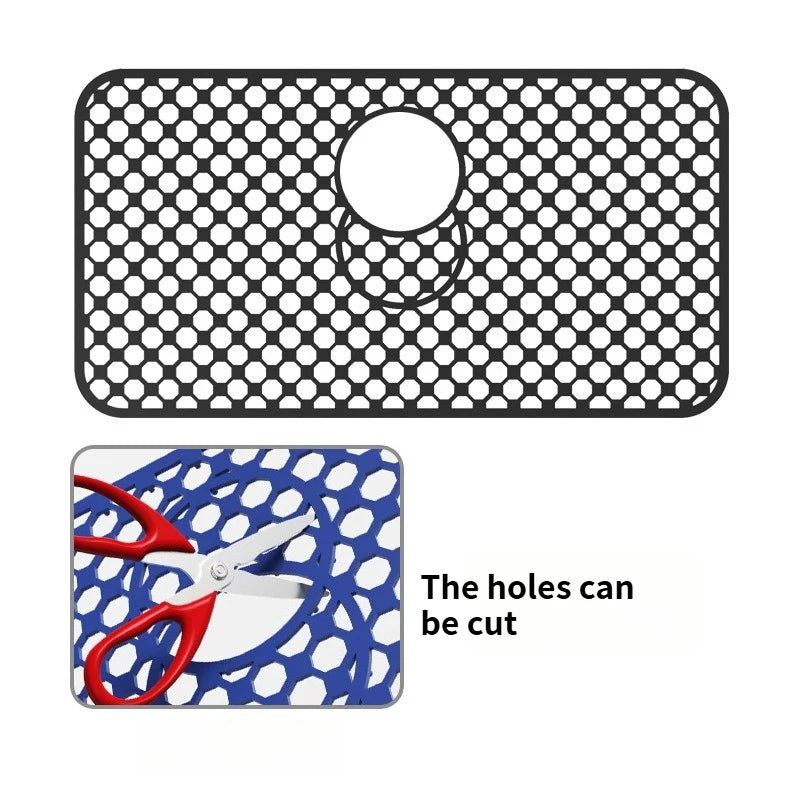 tapis lavabo silicone perforé gris moderne antidérapant drainage vaisselle 34.5x28.6cm
