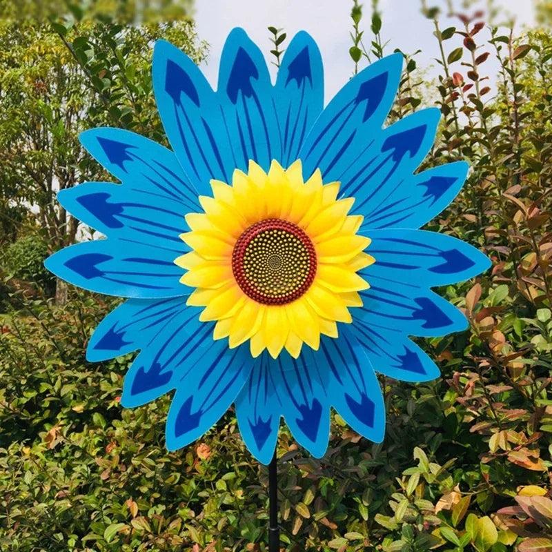 décoration jardin éolienne fleur couleurs vert rouge jaune bleu violet moderneextérieur fixe tringle