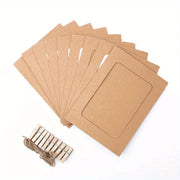cadres photo carton marron blanc noir pinces bois suspension mur décoration naturelle minimaliste rustique