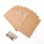 cadres photo carton noir marron blanc pinces bois suspension mur decorative rustic minimaliste