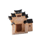 miniature maison traditionnelle résine pierre tuiles noires porte fenêtre décoration