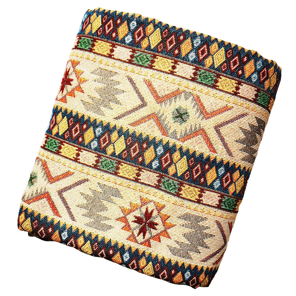 tissu jacquard ethnique coton polyester motif géométrique décoratif sac coussin rideau artisanat