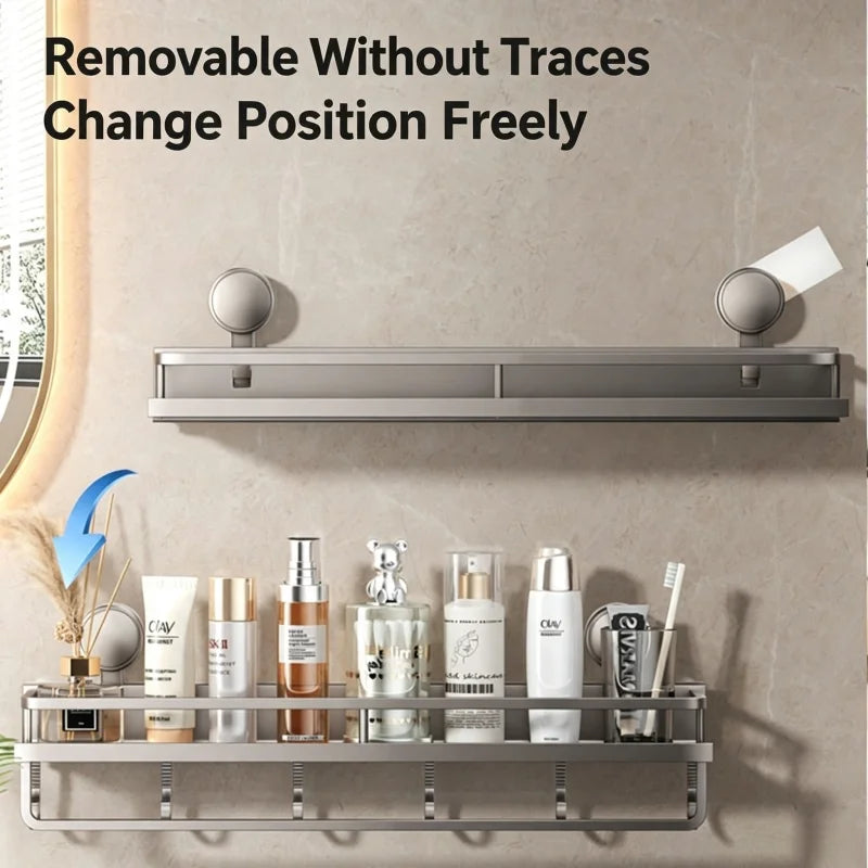étagère murale argentée perforée moderne adhésif crochets tasse brosses dents