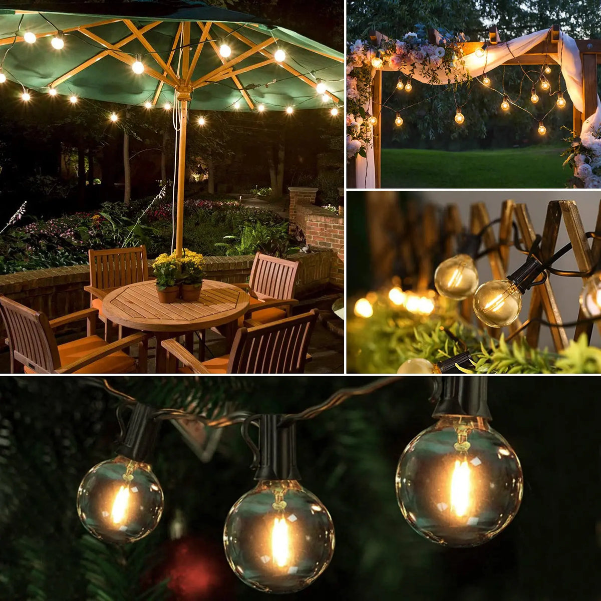guirlande lumineuse extérieure 65 pieds led dimmable prise e12 g40 globe transparent industrielle vintage