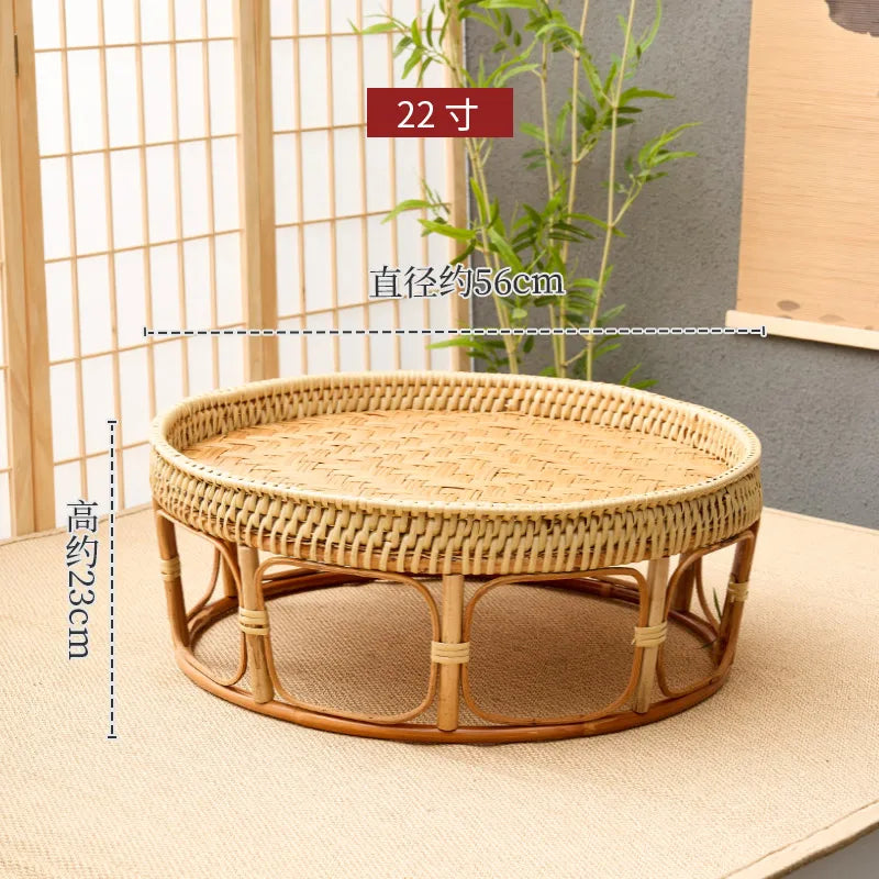 plateau rotin tressé beige rustique assiettes incluses pique nique patio durableextérieur naturel
