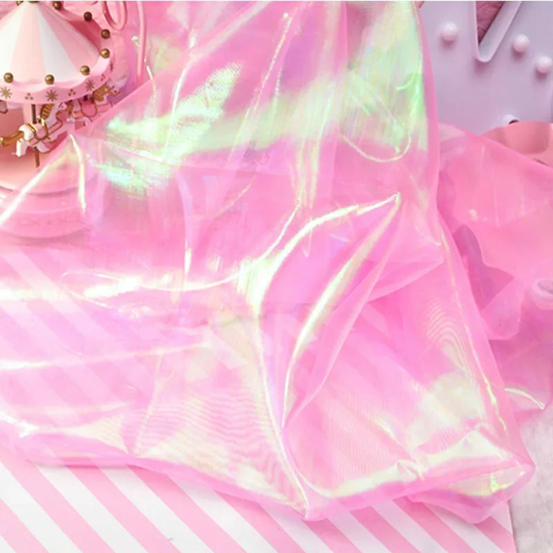 tissu organza holographique moderne vert pastel rose blanc décoration mariage anniversaire fête 100cm 150cm