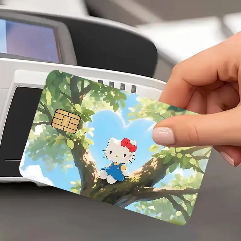 autocollants carte credit dessin anime fleurs cerisier pp paper waterproof réutilisable roseclair oneunit