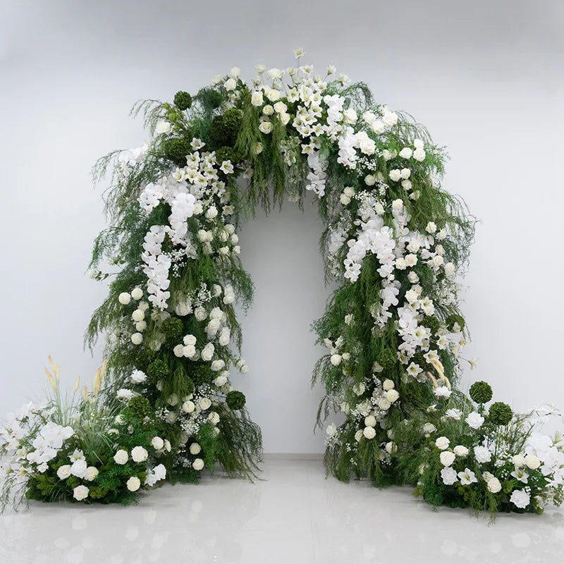 arche décorative fleurs artificielles feuillage vert mariage anniversaire baby shower décoration élégante intérieure événements