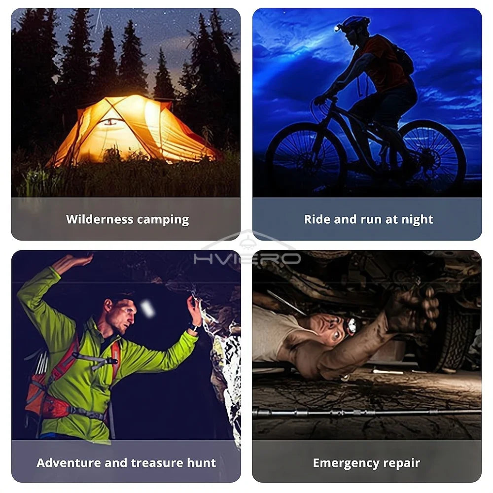 lampe frontale led rechargeable usb ceinture ajustable hiking camping sécurité porteclé batterie intégrée modernes