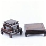 support bois classique miniature table thé pot holder sculpté marron foncé decoration