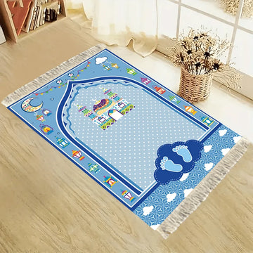 tapis polyester antidérapant imperméable prière moderne bleu blanc rose jaune noir geometrique floral enfants