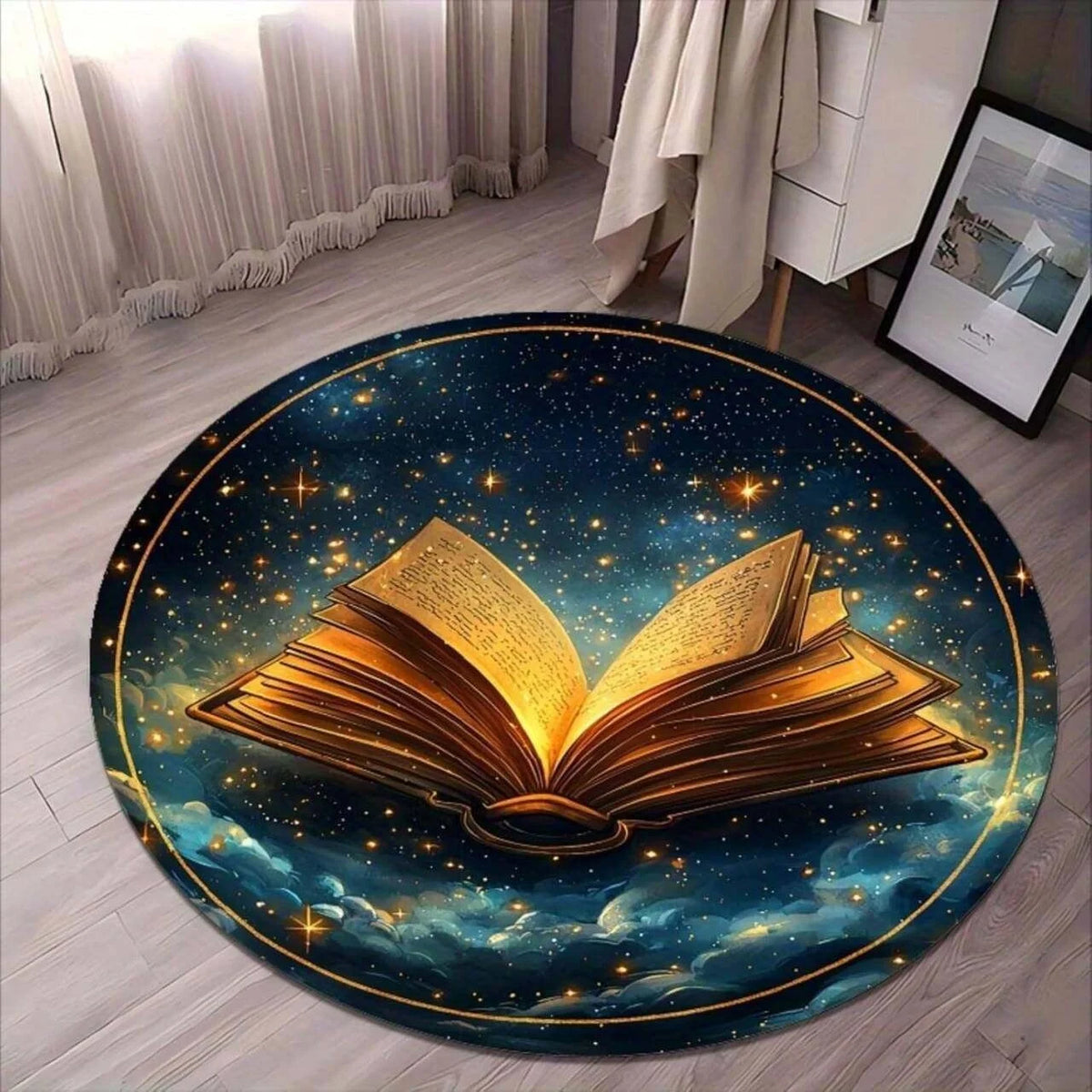 tapis rond moderne astral bleu vert noir blanc 80x80cm 120x120cm salon chambre