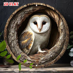 décoration murale plaque métal 3d hibou texture bois blanc marron rustic forêt chambre