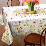 nappe rectangulaire fleurs colorées moderne réutilisable polyester maison printemps multicolore jaune rouge bleu vert