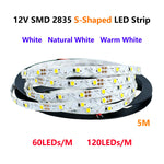 ruban led shaped 60leds 120leds 5m blanc blanc chaud adhésif moderne 2800k 6500k 12v