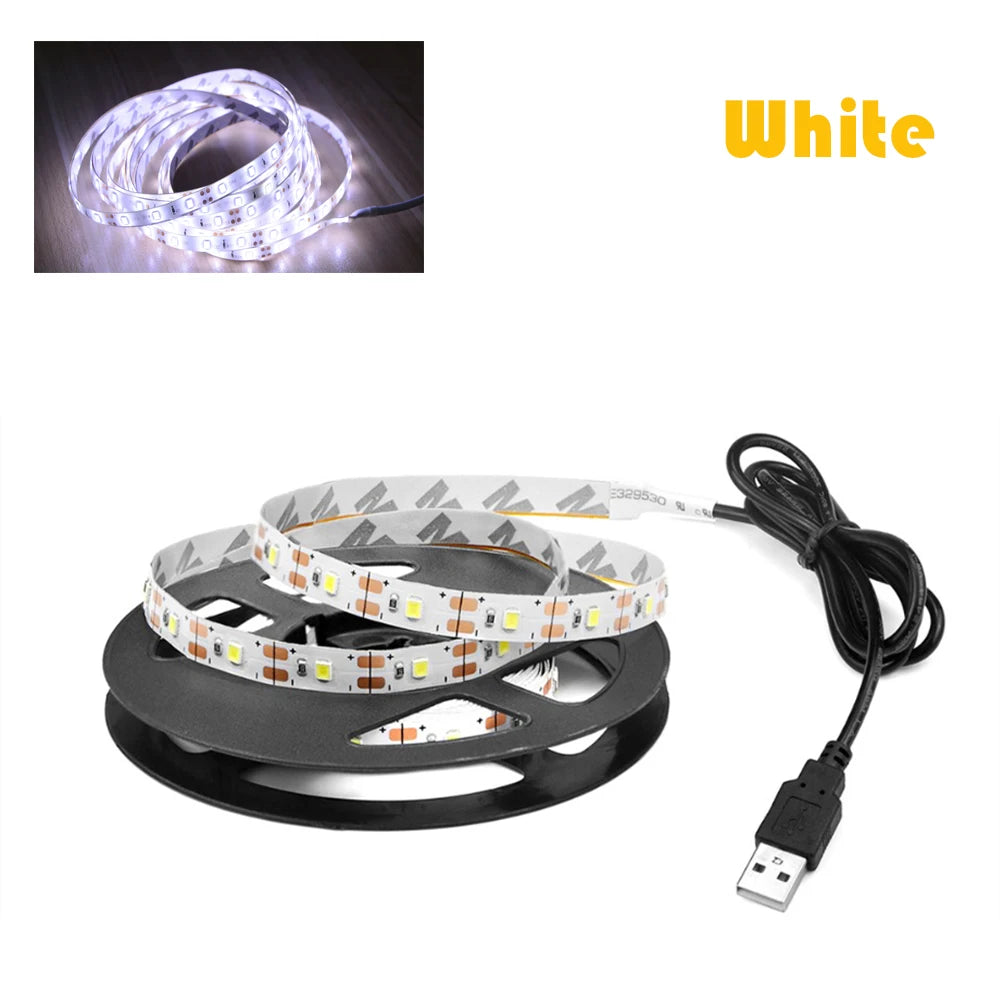 ruban led flexible blanc blanc chaud adhésif moderne 5v 60leds/m 50000heures usb decoration salon