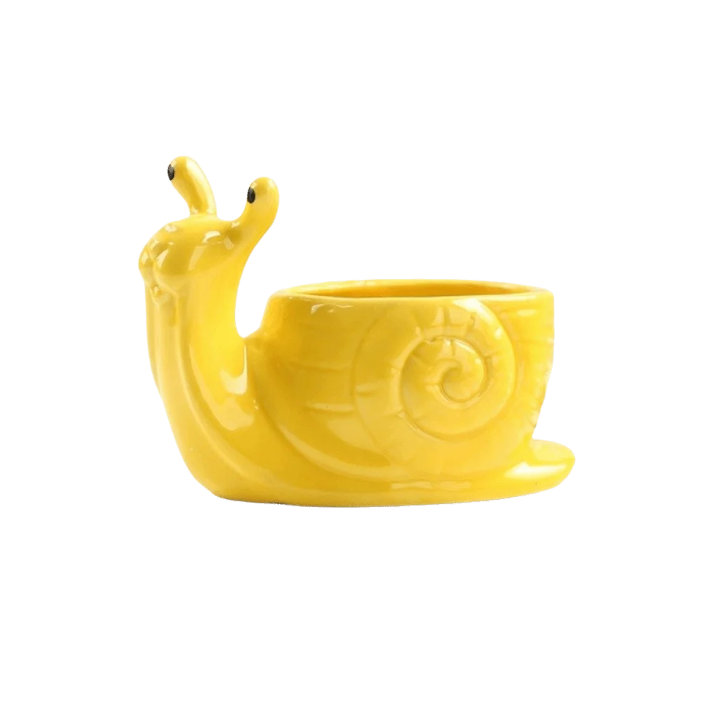 cache pot escargon sculpté créatif animalier jaune vert bleu rouge blanc maison