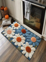 tapis fleuri imperméable polyester non glissant salon entrée moderne naturel
