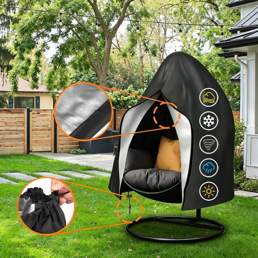 housse chaise suspendue imperméable anti uv protège rotin noir beige contemporaine zip elasticité