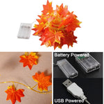 guirlande lumineuse feuilles vertes feuilles oranges batterie usb blanc chaud bleu rouge