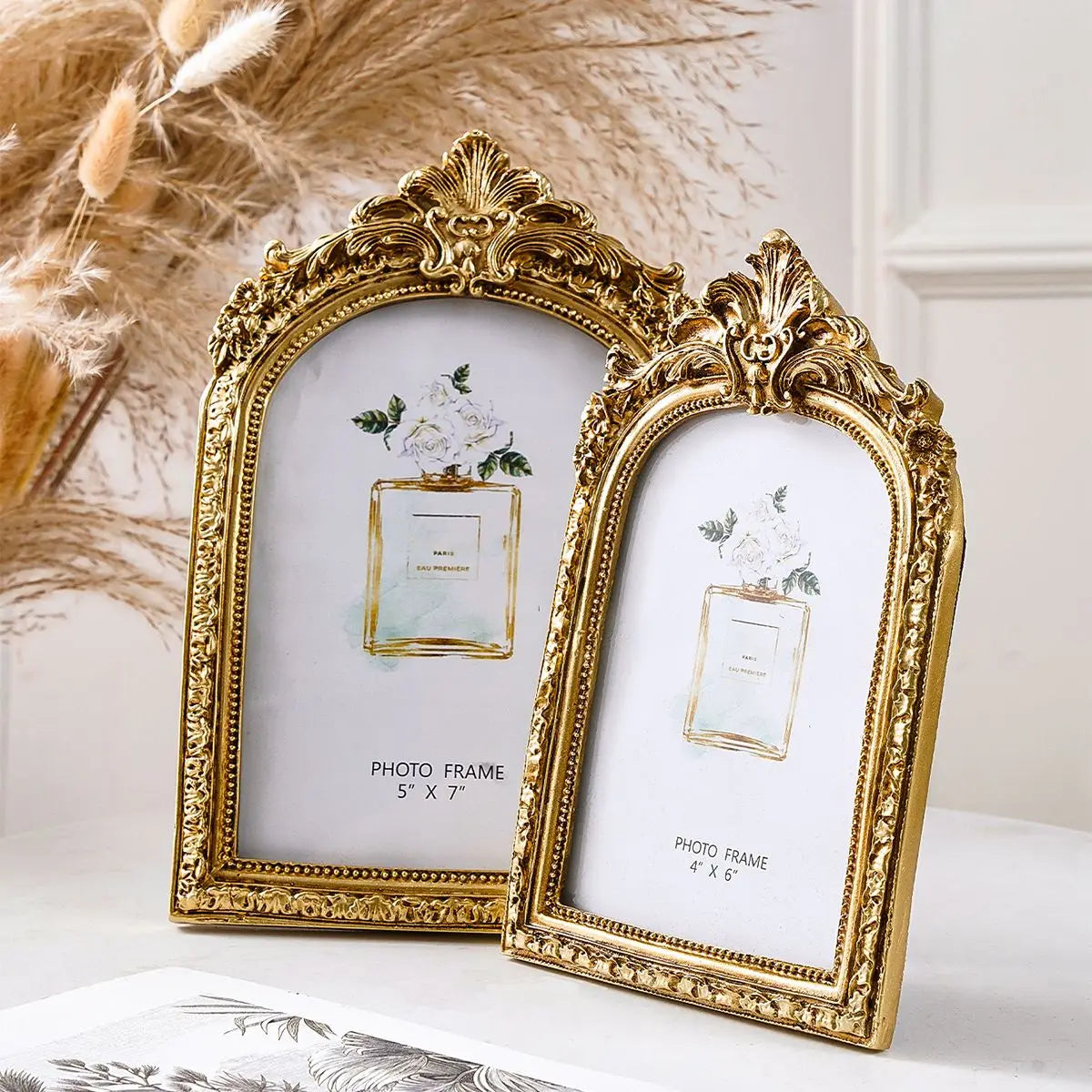 cadre photo ornement baroque vintage support pliable décoration murale photo frame sculpté fleurs feuilles