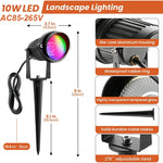 projecteur paysager led 10w rgbw ip65 noir moderne télécommandeextérieur ac85265v