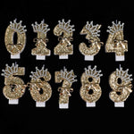 bougies numérotées pailletées dorées argentées anniversaire festives couronnes rubans clips decoration gâteau fête mariage