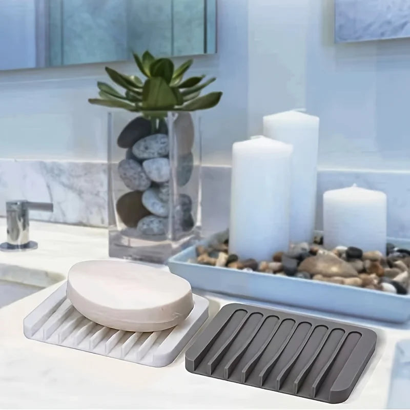 support savon silicone adhésif moderne gris blanc orange bleu jaune vert rayures horizontales